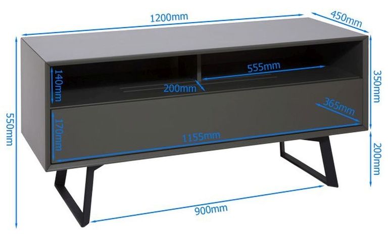 Cannon Black and Grey 120cm TV Stand ADCA1200-GRY