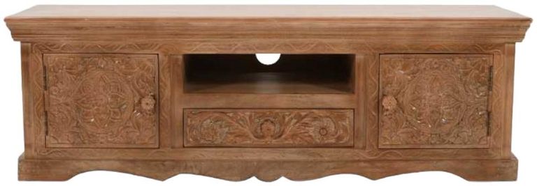 Carved Mango Wood 140cm TV Unit