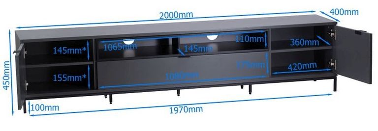 Chaves White and Oak 200cm TV Cabinet - ADCH2000-WHT