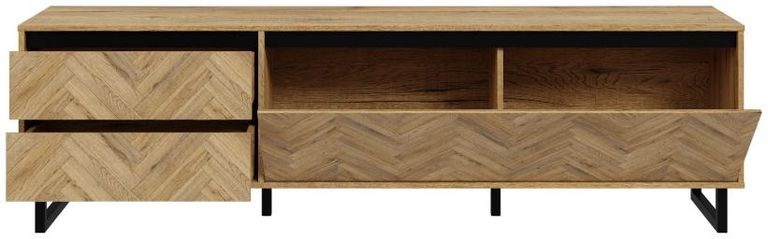 Chevron Oak Effect Large  TV Unit