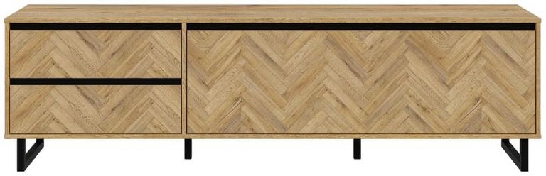 Chevron Oak Effect Large  TV Unit