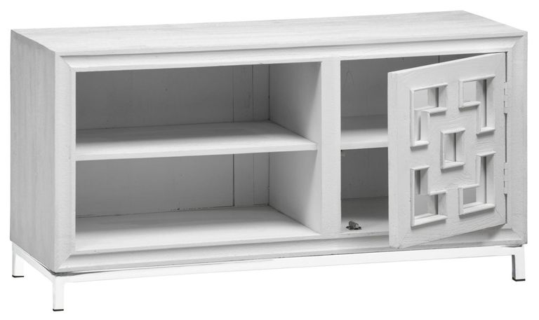 Clearance - Geo White Mirrored TV Unit - 1 Door - Brand New Item