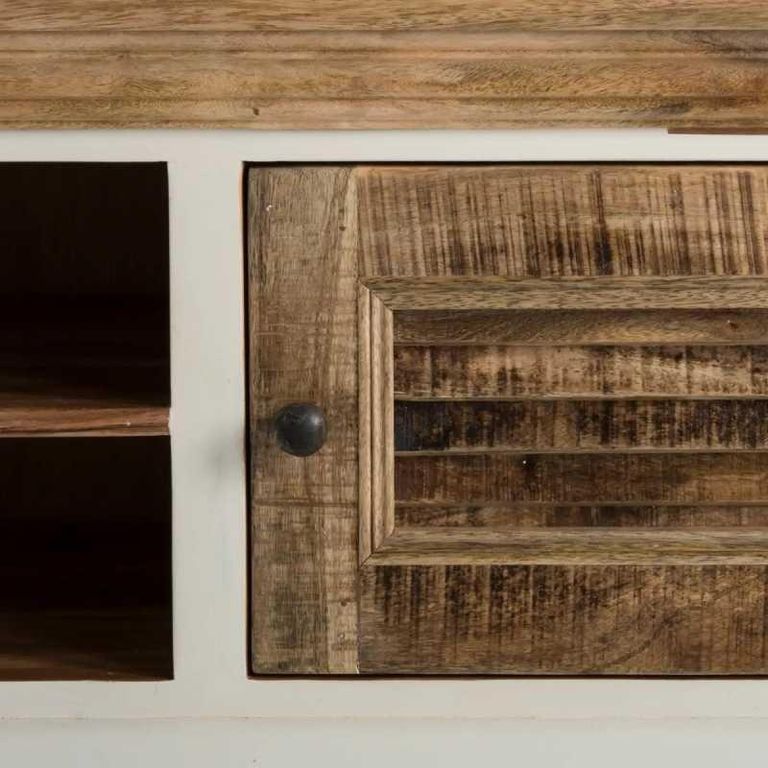 Coastal White and Wood 110cm TV Cabinet