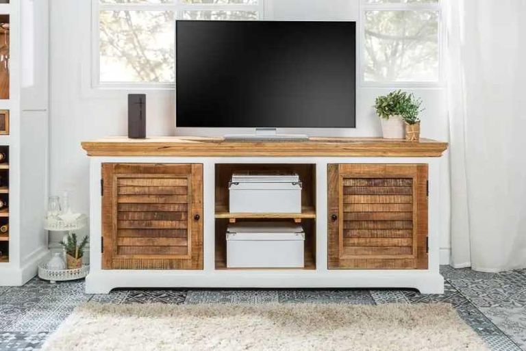 Coastal White and Wood 145cm TV Cabinet