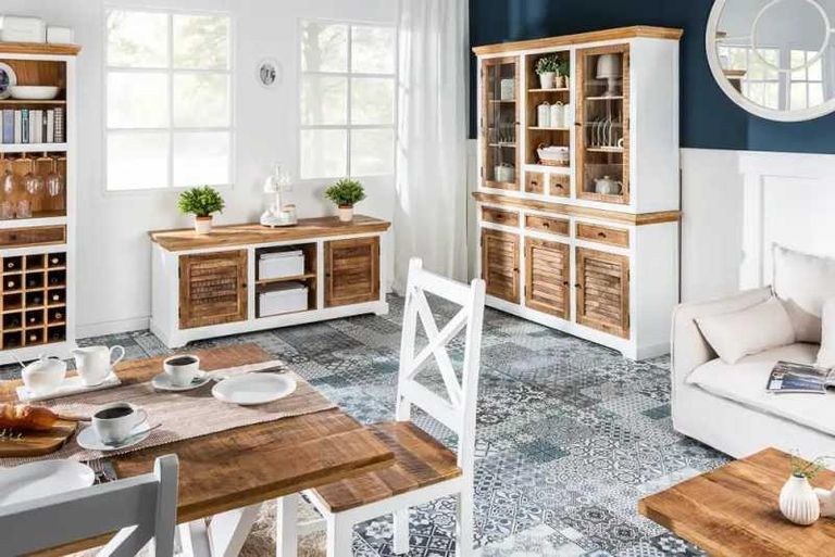 Coastal White and Wood 145cm TV Cabinet