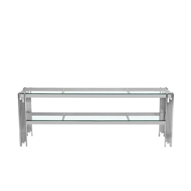 Cohen TV Unit - Clear Glass and Chrome