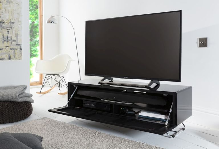 Conway Concept 120cm TV Stand in Black with Speaker Mesh Front - CRO2-1200CPT-BLK
