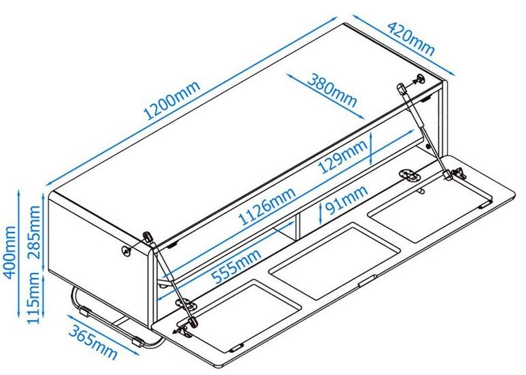 Conway Concept 120cm TV Stand in Black with Speaker Mesh Front - CRO2-1200CPT-BLK