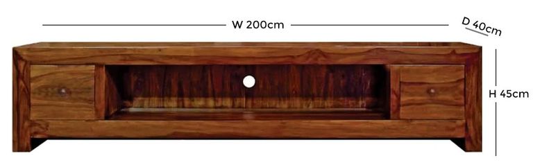 Cube Solid Sheesham Wood 200cm TV Unit