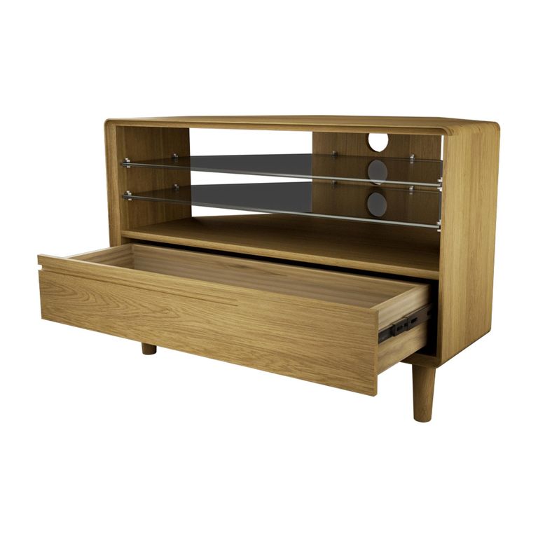 Scandic Corner TV Unit - 1 Drawer - Oak