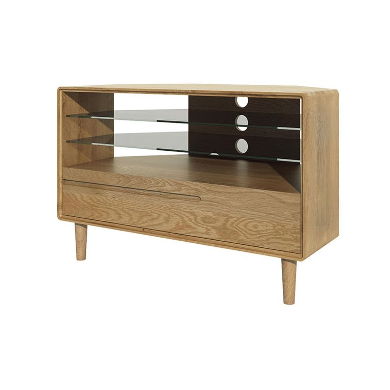 Scandic Corner TV Unit - 1 Drawer - Oak