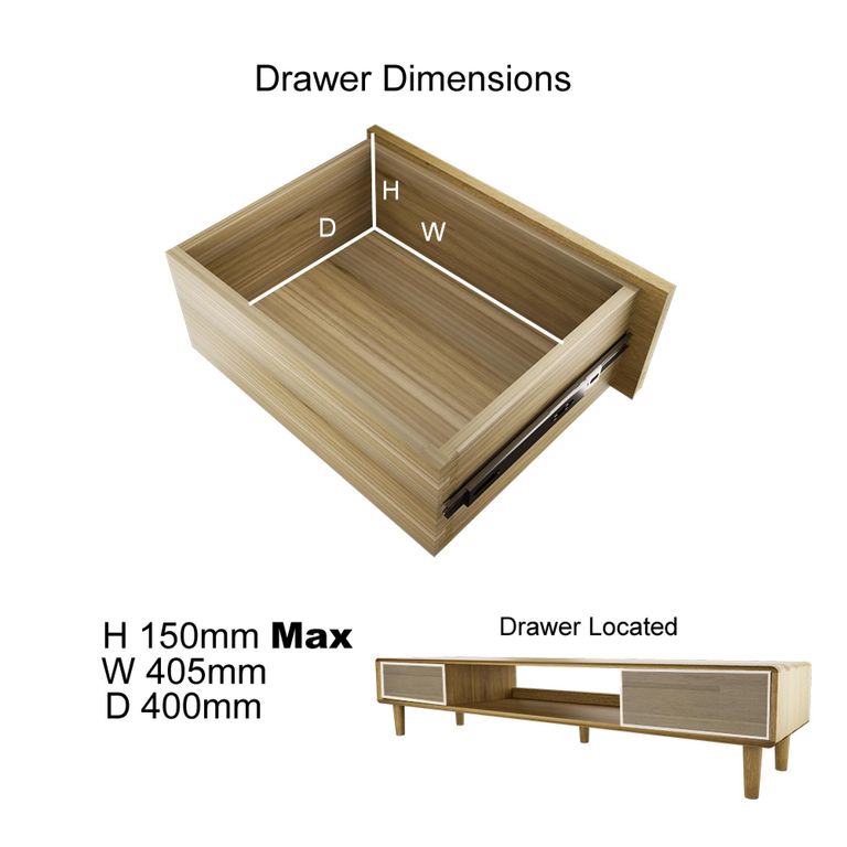 Scandic TV Unit - 2 Drawer - Large - Oak