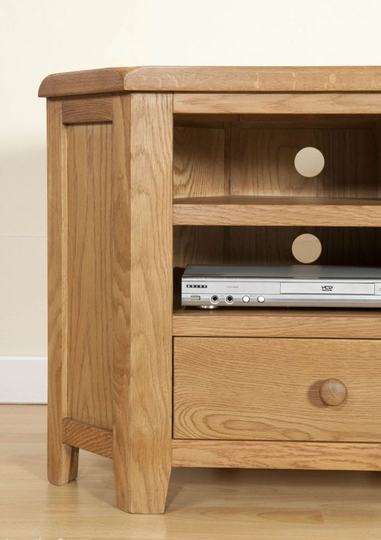 Dorset TV Unit - 1 Drawer - Corner - Oak