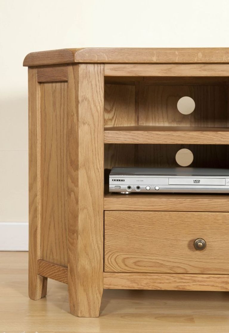 Dorset TV Unit - 1 Drawer - Corner - Oak