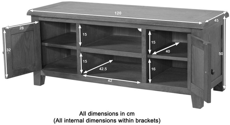 Dorset TV Unit - 2 Door - Large - Oak