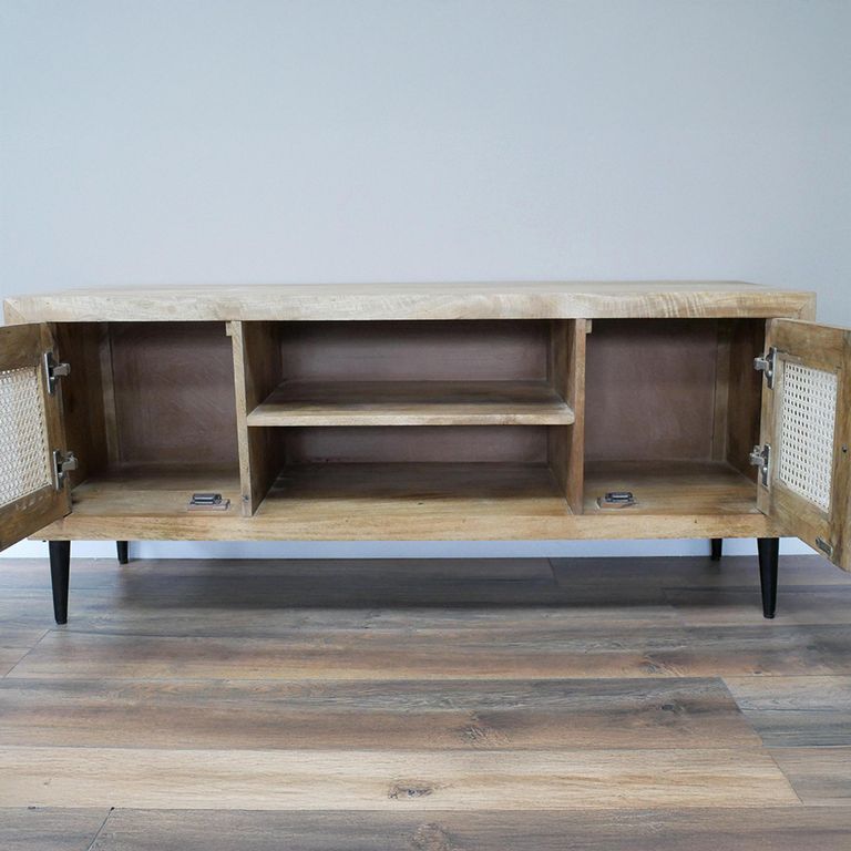 TV Unit - Acacia Wood and Rattan - 2 Door
