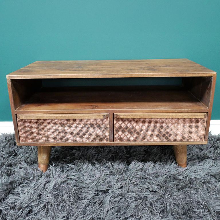 TV Unit - Mango Wood - 2 Drawer