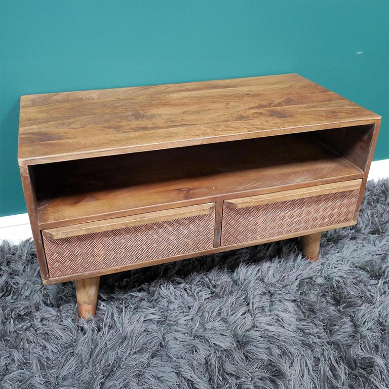 TV Unit - Mango Wood - 2 Drawer
