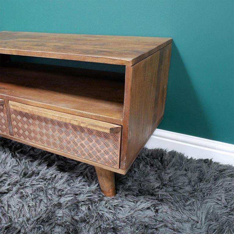 TV Unit - Mango Wood - 2 Drawer