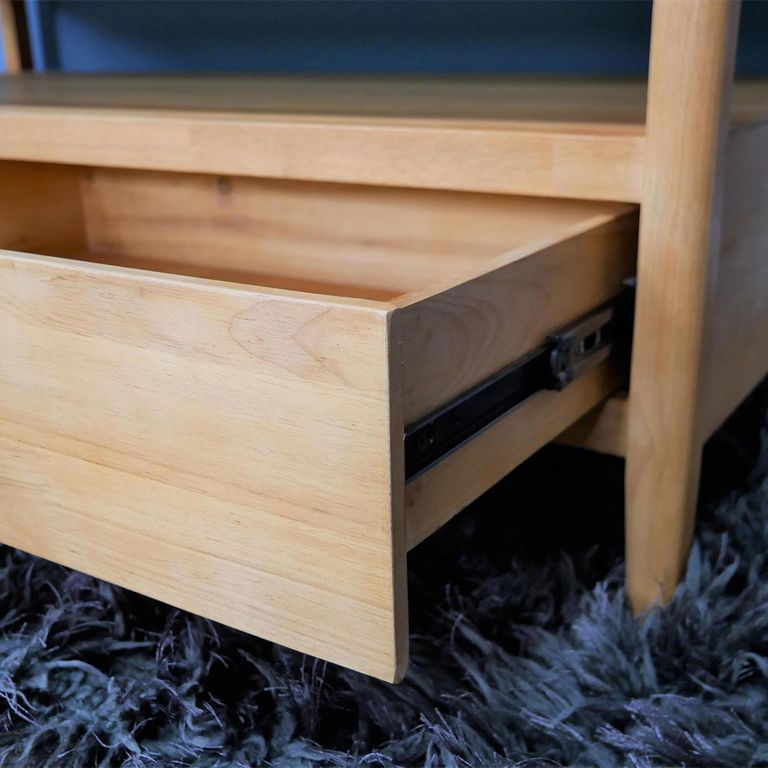 TV Unit - Wood and Black Glass - 2 Drawer