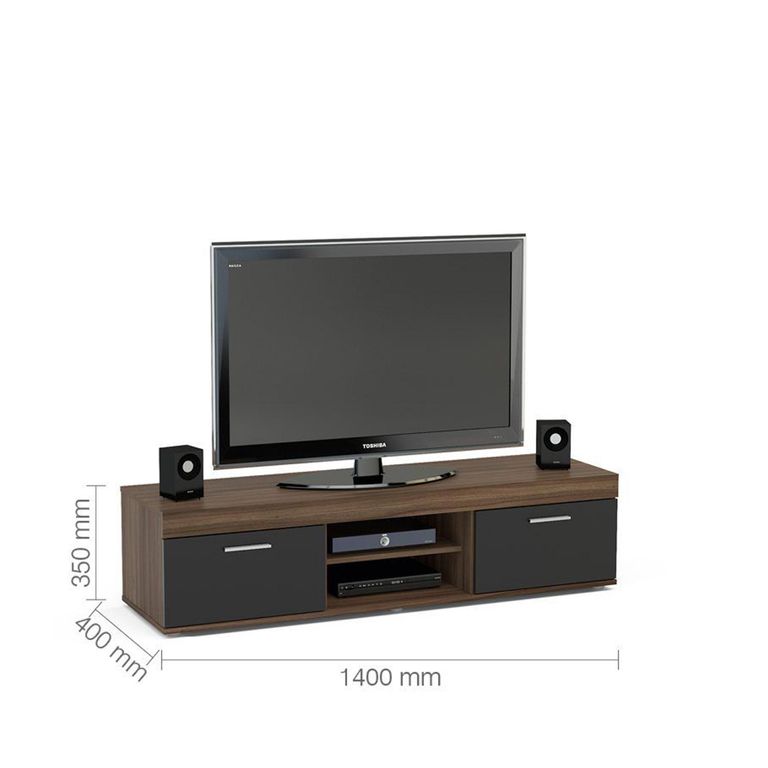 Edgeware 2 Door TV Unit - Walnut and Black