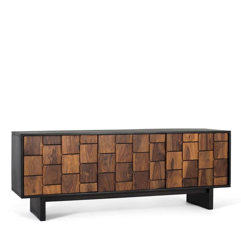 Esmeralda TV Unit - 3 Door - Black Mango Wood