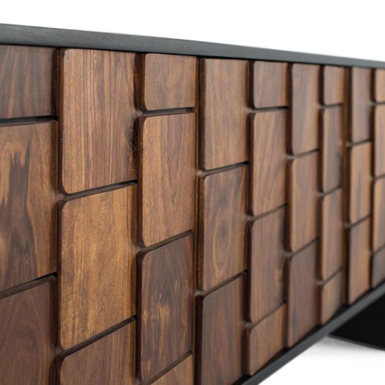 Esmeralda TV Unit - 3 Door - Black Mango Wood
