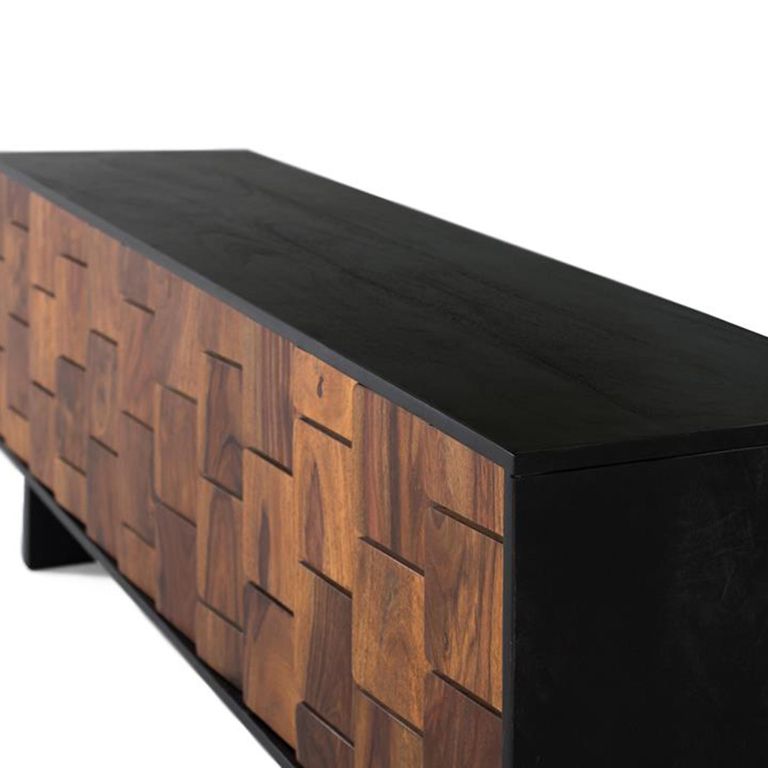 Esmeralda TV Unit - 3 Door - Black Mango Wood