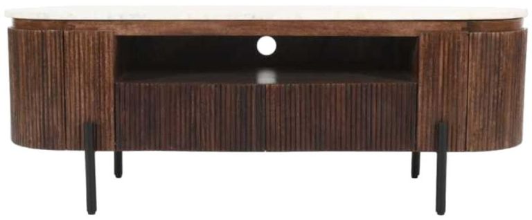 Fluted White Marble Top 140cm TV Unit