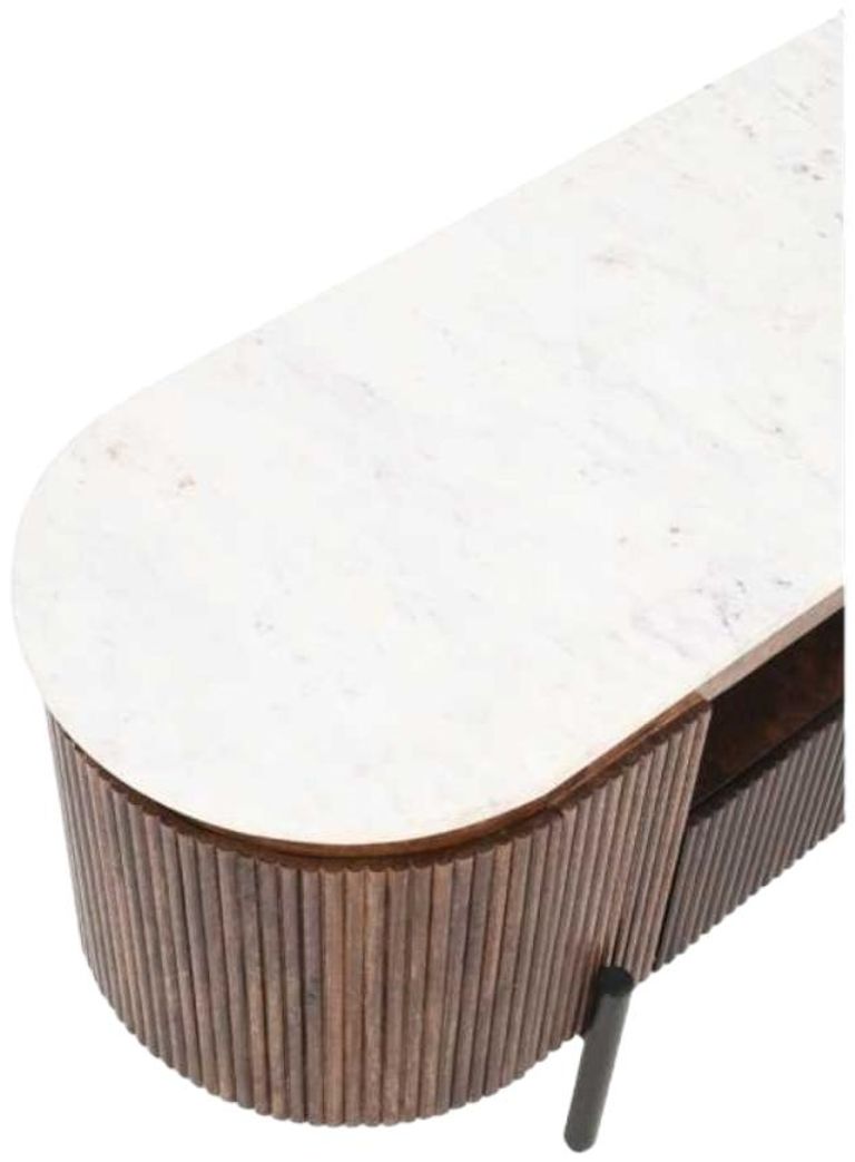 Fluted White Marble Top 140cm TV Unit