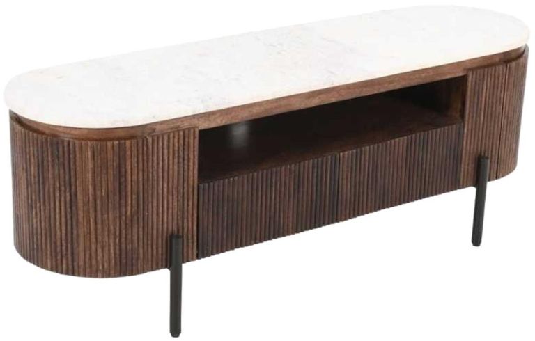 Fluted White Marble Top 140cm TV Unit