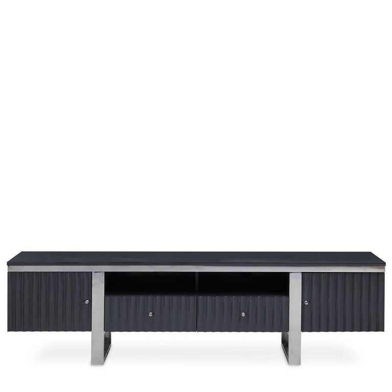 Genoa TV Unit - Storage - Fluted Grey High Gloss