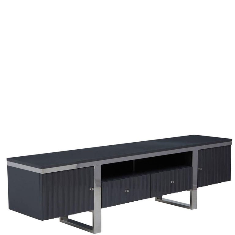 Genoa TV Unit - Storage - Fluted Grey High Gloss
