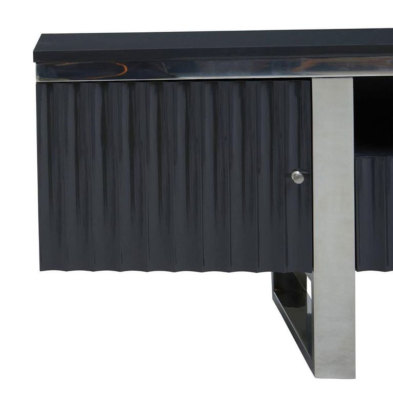 Genoa TV Unit - Storage - Fluted Grey High Gloss