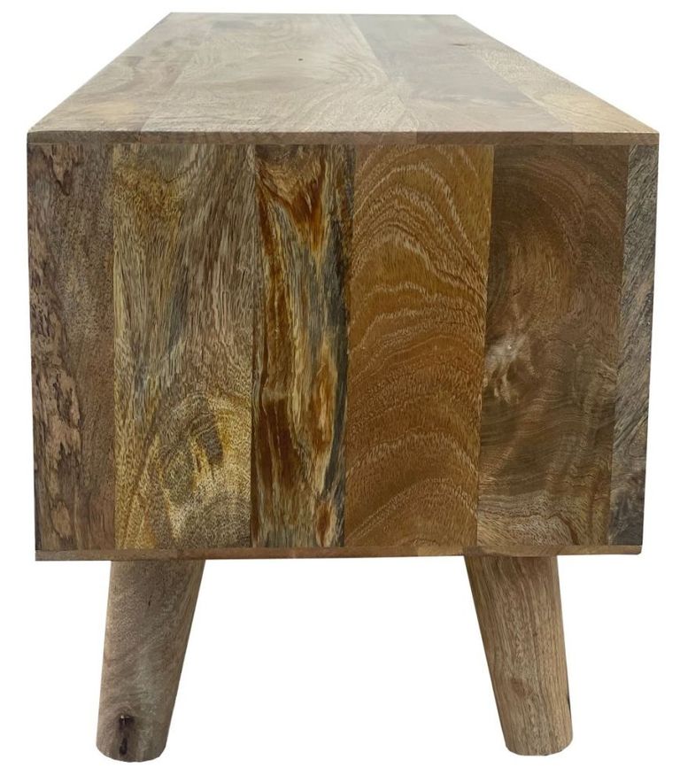 Geometric Carved Mango Wood 118cm TV Unit
