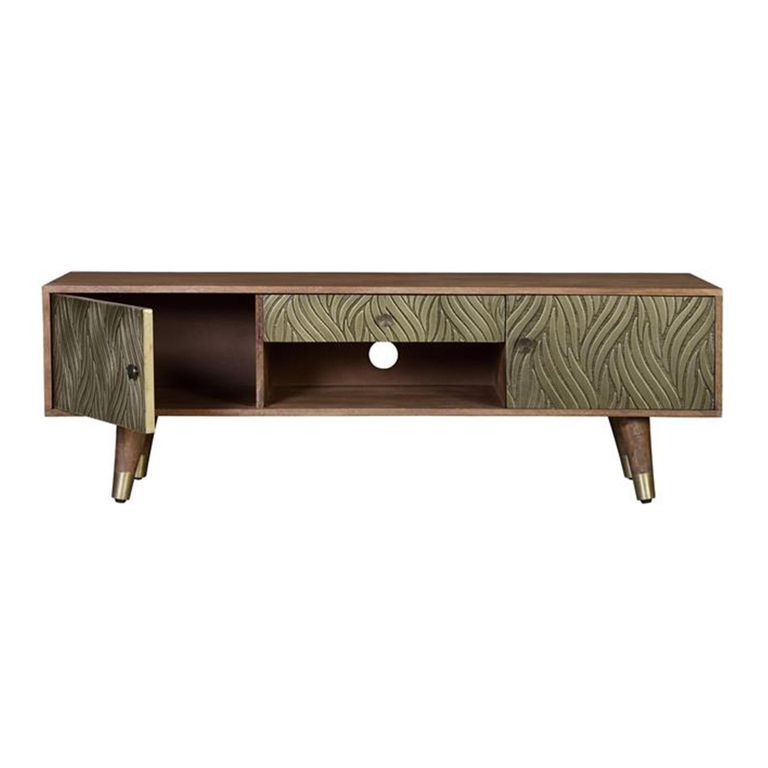 Hamlin Storage TV Unit - Textured Mango Wood