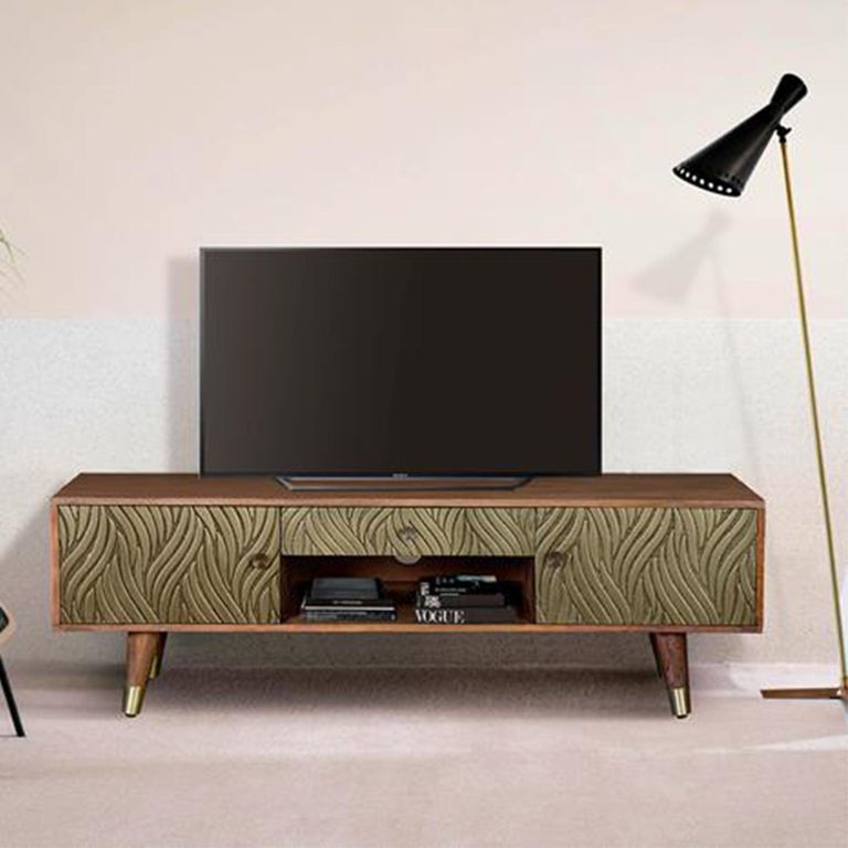 Hamlin Storage TV Unit - Textured Mango Wood