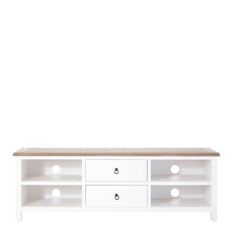 Hampstead TV Unit - 2 Drawer - White and Oak