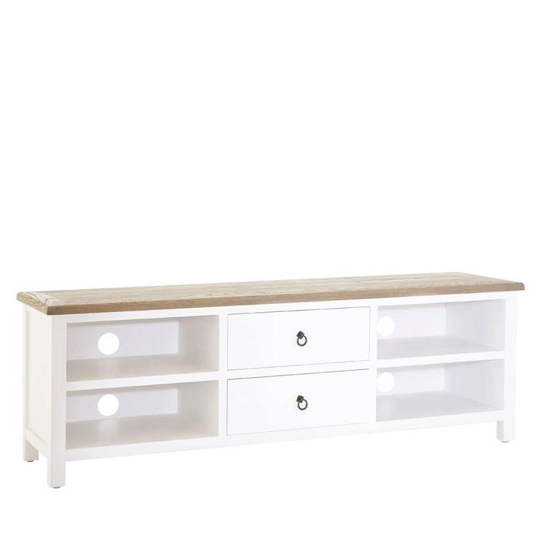 Hampstead TV Unit - 2 Drawer - White and Oak