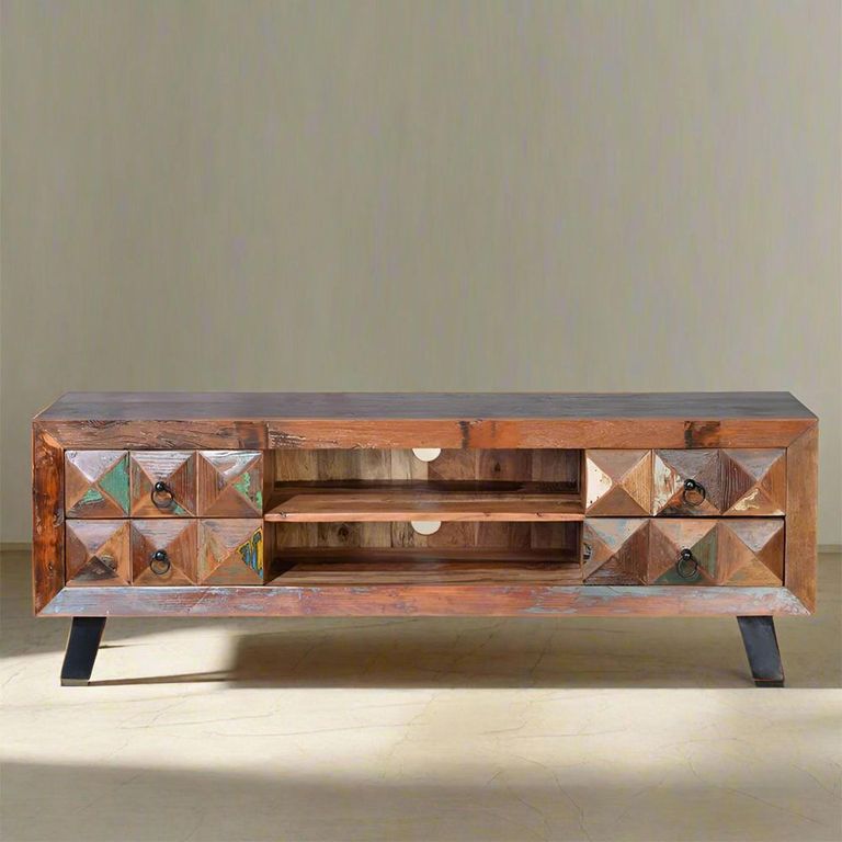Hasley TV Unit - Recycled Wood - 4 Drawer