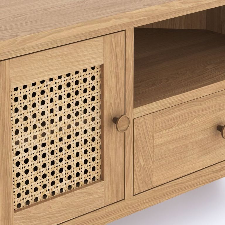 Henley Oak and Rattan 90cm Corner TV Unit