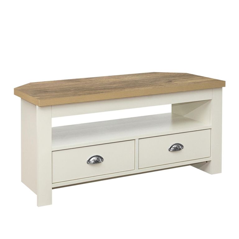 Highgate Corner TV Unit - 2 Drawer - Cream Painted