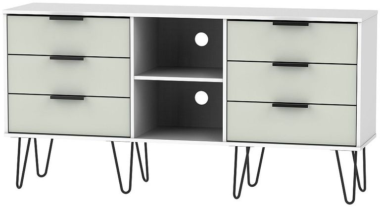 Hong Kong Cashmere and White 150cm TV Unit with Hairpin Legs