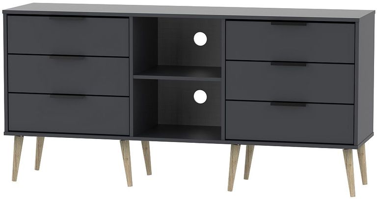 Hong Kong Graphite 150cm TV Unit with Natural Wooden Legs