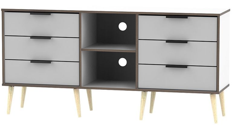 Hong Kong Grey and White 150cm TV Unit with Wooden Legs