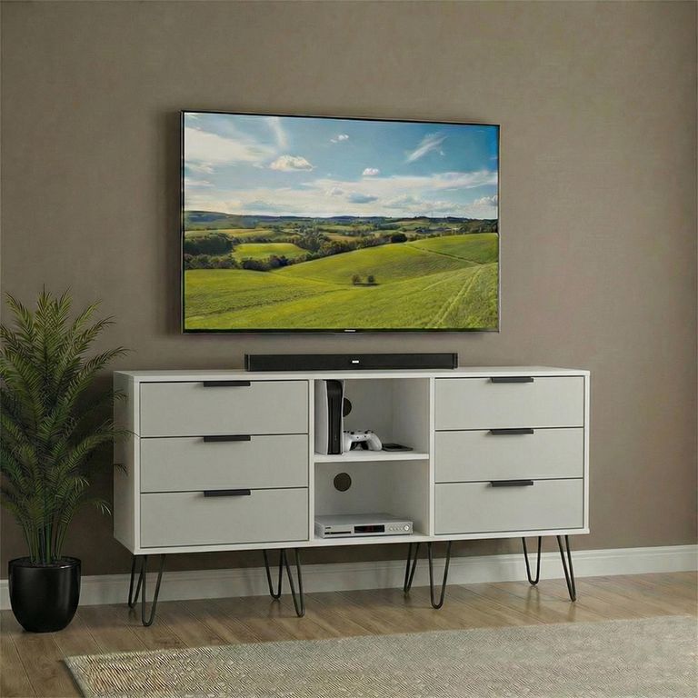 Hong Kong TV Unit - 150cm - with Hairpin Legs - Cashmere and White