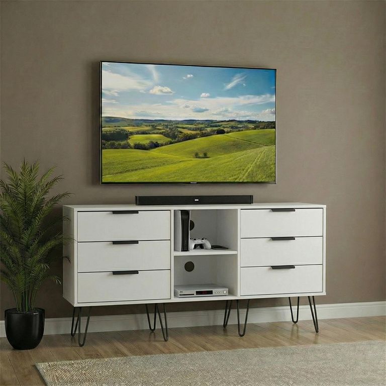 Hong Kong TV Unit - 150cm - with Hairpin Legs - White