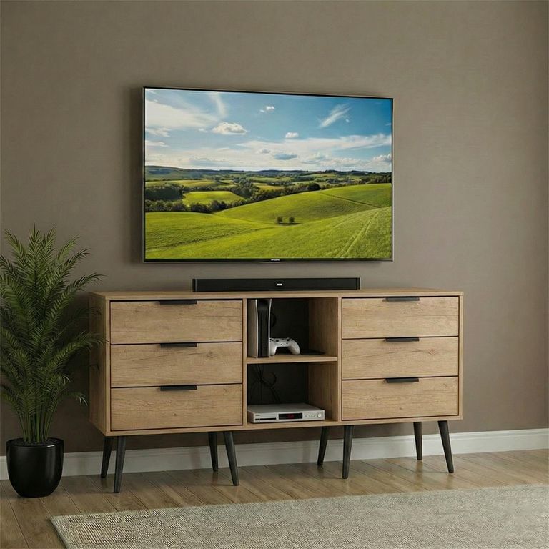 Hong Kong TV Unit - 150cm - with Wooden Legs - Oak