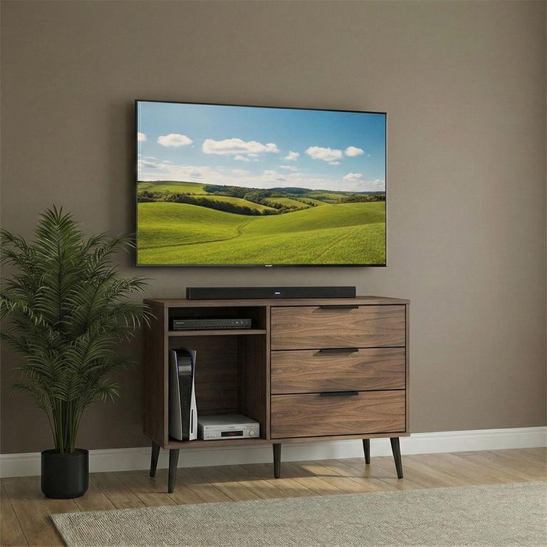 Hong Kong TV Unit - 95cm - with Wooden Legs - Walnut