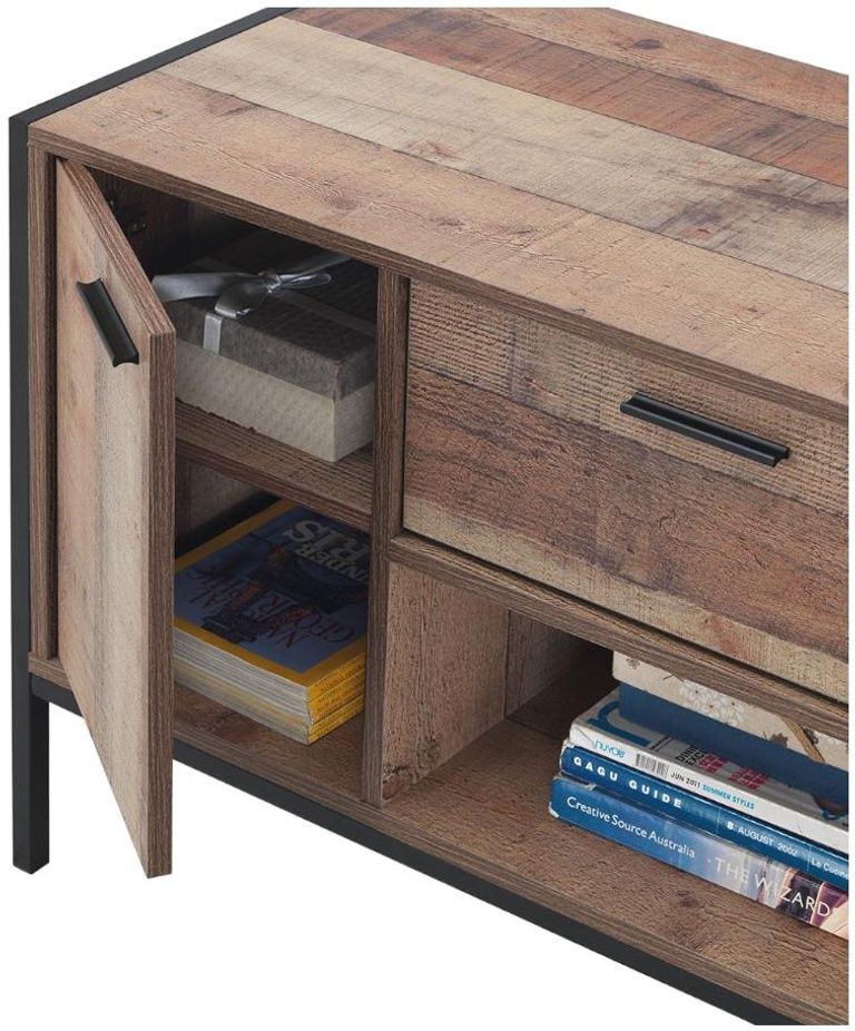 Industrial Rustic Oak Effect TV Unit
